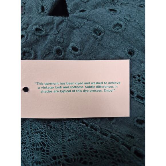 NWT Sundance Hunter Green cotton eyelet dress Midi Length Sz SP Festival - Picture 7 of 9